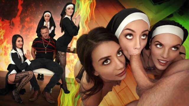 Natalie Brooks, Selena Love, Fiona Frost – Three Horny Nuns Fuck the Devil Out of Him